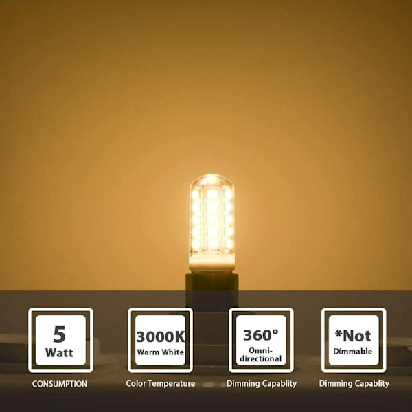 BETT G9 LED Pære 5W Ækvivalent 33W 40W G9 Halogen, 420LM, Mini Lampe, Varmt Hvidt 3000K, Flimmerfri, AC220-240V, N