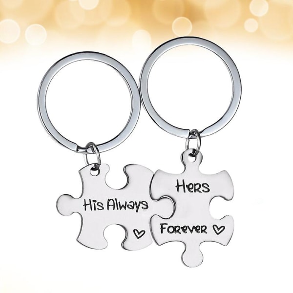 2 st/ set Silver Par Nyckelringar Creative Key Chain Gift Puzzle Nyckelringar För älskare Födelsedag