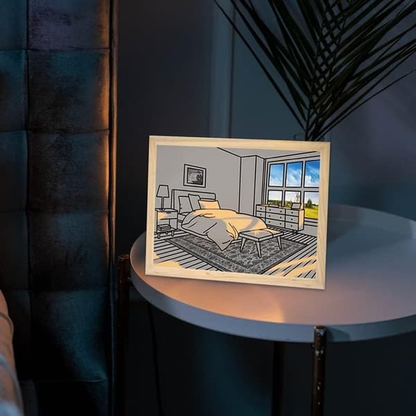 Lysende Maleri Dekor Led Skyggeboksramme 3 Farger USB