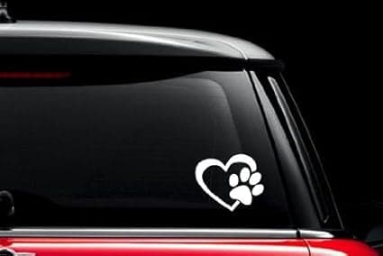 Hvide bilstickers, Stickers med poter og hjerte til biler