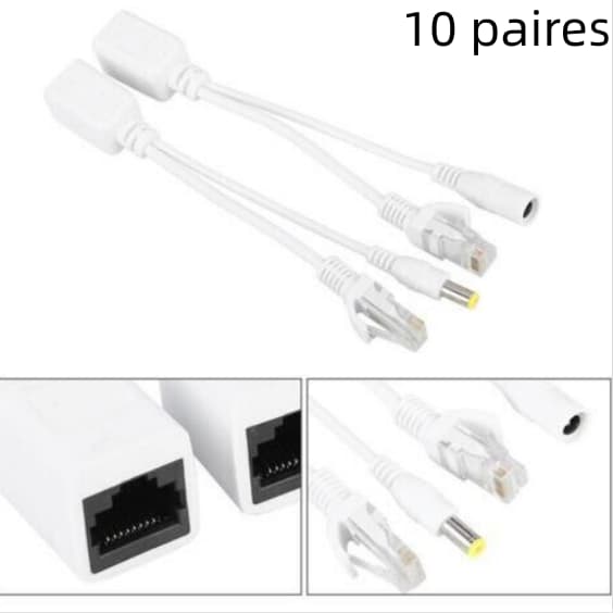 10-par PoE RJ45 Ethernet strømadapter til IP-kamera