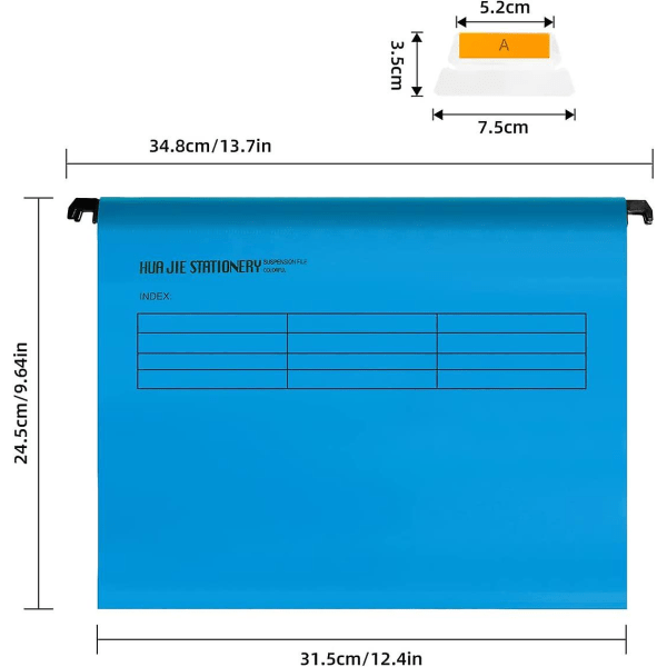 12 kpl A4-kokoisia polypropeenisia riippuvia kansioita, joissa on välilehdet ja korttipidikkeet toimistoon, kodin järjestämiseen (sekoitetut värit) Cisea