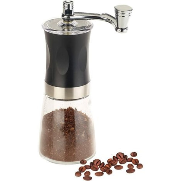 Manual coffee grinder with continuously adjustable ceramic grinder