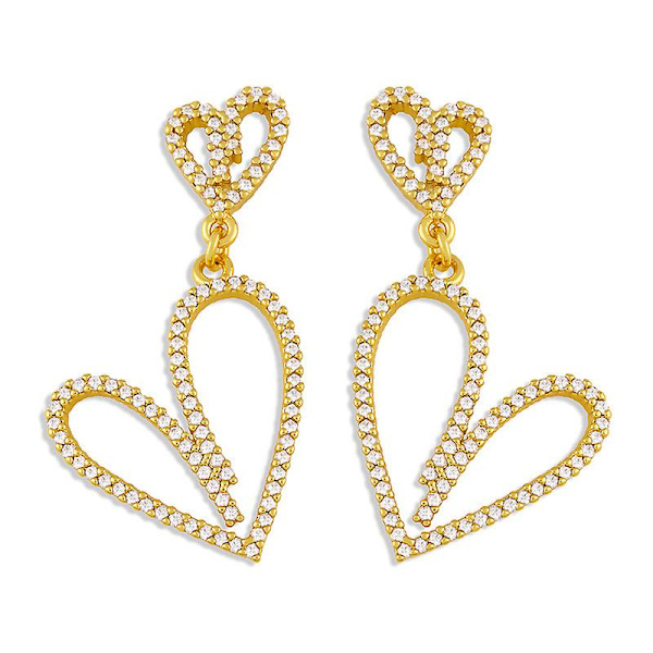 Vintage Zircon Heart Stud -korvakorut, muotikorut Ac10841