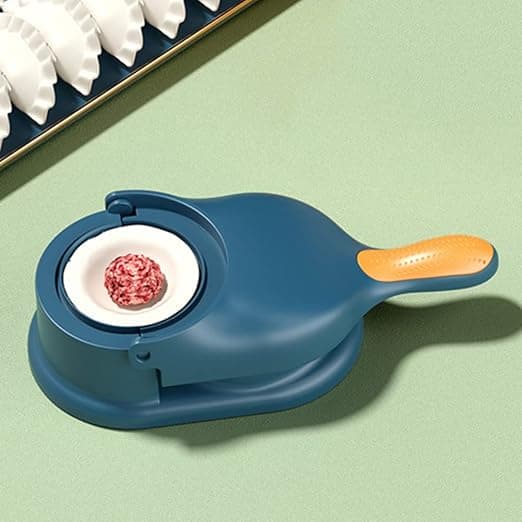 1 stycke blå 2-i-1 dumplingsmaskin, dumplingsbakning bakverk