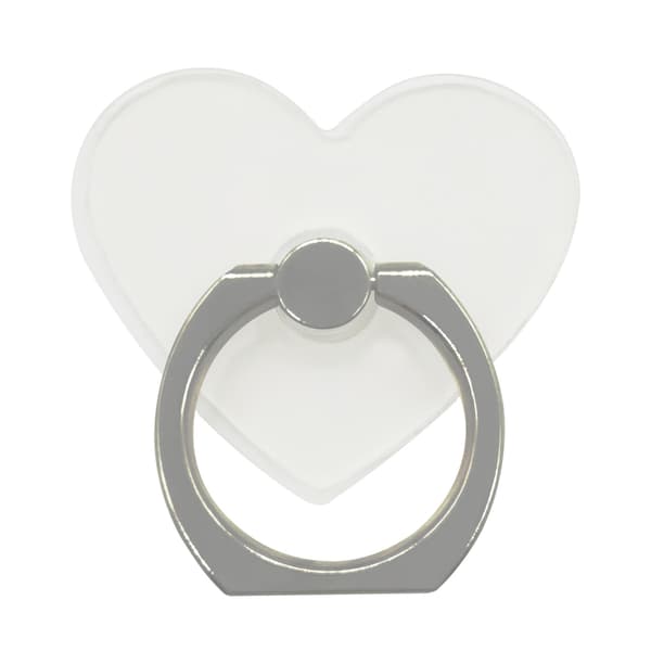 Sett med 6 hjerteformede, transparente telefonholderringer, 360 grader