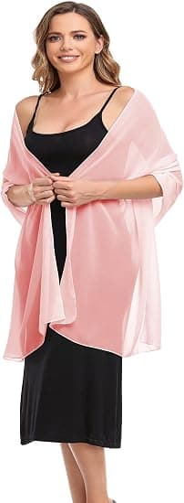 Lyserød Aftensjal og tørklæde Chiffon Elegant Blød Silke
