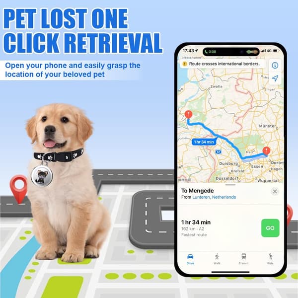 Mini GPS-tracker til katte og hunde, kæledyrs-tracker til katte og hunde uden månedlige gebyrer