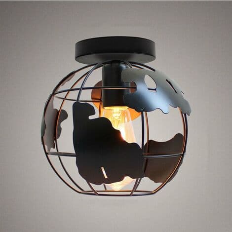 Metal Earth Cage Loftlampe E27 Loftpendel til Soveværelse Stue Bar Sort - Sort