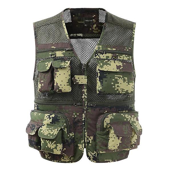 Mænds Sommer Udendørs Arbejde Safari Fiske Rejse Fotovest Med Lommer Sommer Tynd Mesh Fiske 3XL