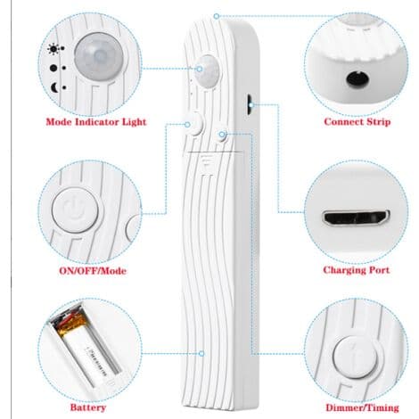 5V Vanntett Smart Lyslist Skap Garderobe Dimming LED Sensor Lyslist Lysstangsett for Møbler, Trappe,