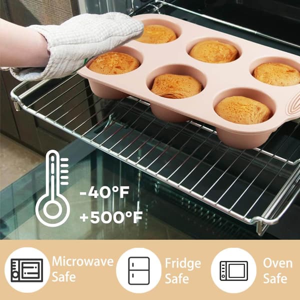 Sæt med 3 silikone muffinforme (grå, pink, påfugleblå) - Form til cupcakes, brownies og kager