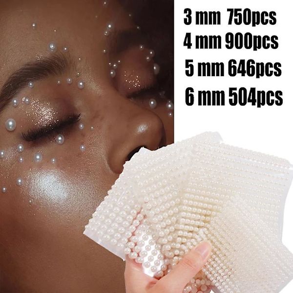 Ansikts- och ögonbrynsdekorationer med pärlor i harts, 3/4/5/6 mm, DIY-hantverk, dekoration, fest, konst, kroppssmink, tillbehör Pure White 3mm