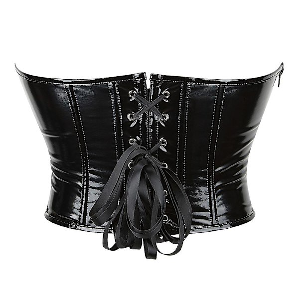 Blank topp i blank skinn med sexy bustier-korsett, uten skulderstropper, uten rygg, glidelås, kvinnetopp, avklippet topp, kvinneklær Red XS