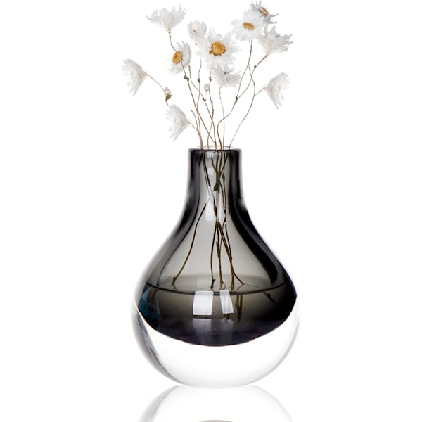Vas hemdekoration blomma glas bröllop fest dekoration prydnader (grå, 13,5 cm)