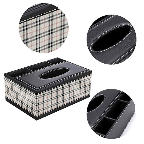 Rektangulär servettlådehållare i PU-läder - Multifunktionell servettlådehållare Fjärrkontrollbox style4