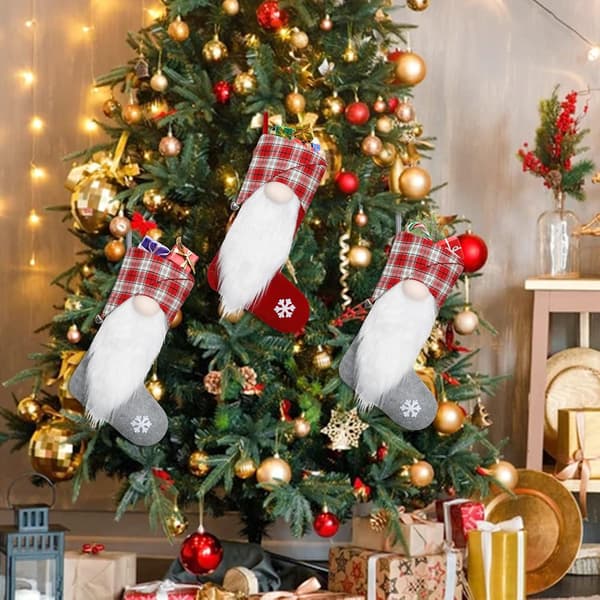2-pack Stora 17 Tums Julstrumpor, 3D Plysch Jultomte