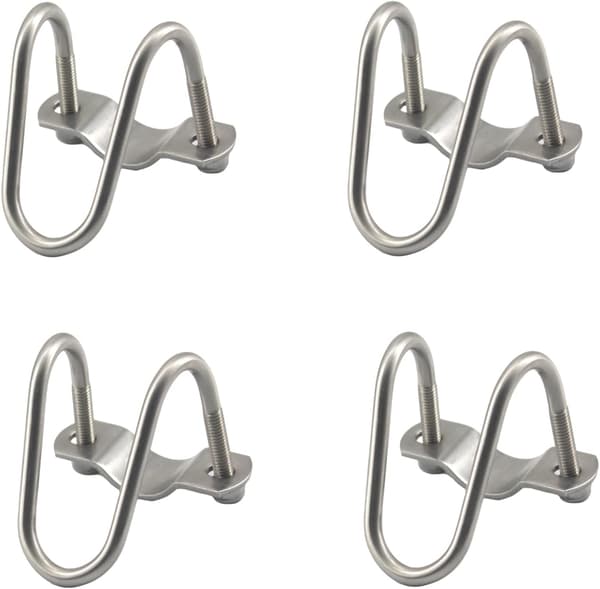 U-formede rørklemmer, sett med 4 M8 x 20 x 25 rustfrie stålklemmer i sølv for U-formede doble rør