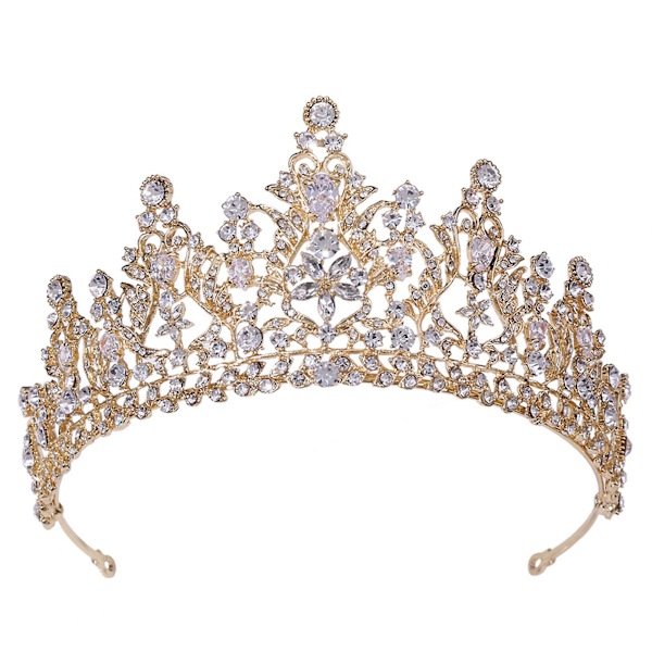 Brudkronans huvudbonad Lyxig legering Zirkon Inlagd pannband för kvinnlig bröllop födelsedag hår KC Gold White Zirconium