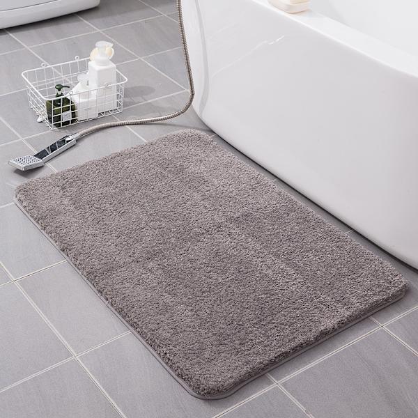 Tyk Fløjl Gulvmåtte, Absorberende Anti-Skrid Sikkerhedsmåtte til Badeværelse (Lysegrå, 40*60cm)