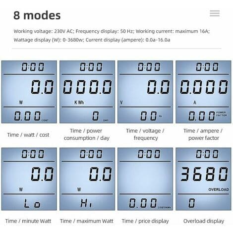 Digital strømmåler, EU-plugg, AC Voltmeter, Energitester, US UK AU FR BR IT Regulatorisk Plugg