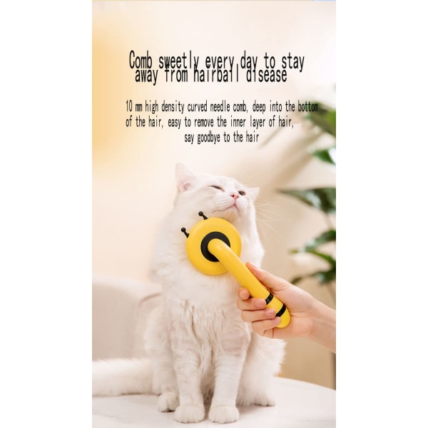 Självrengörande husdjursvårdsborste - söt bikattborste Lämplig för hundar och katter Kraftborste Mjuk kattkam med