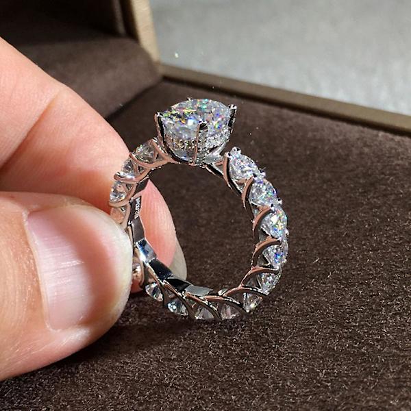 Elegant dame full Rhinestone innlagt finger ring bryllup forlovelse smykker gave US 6