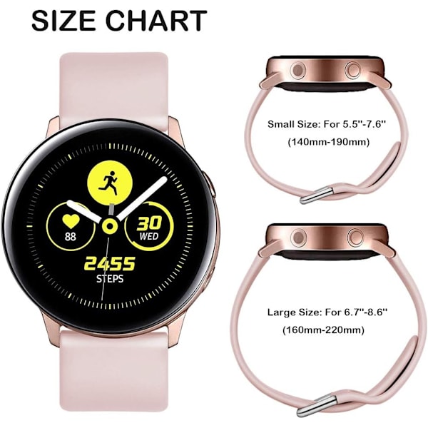 Rem til Samsung Galaxy Watch Active / Active2 40mm / 44mm, 20mm bløde silikone-erstatningsremme