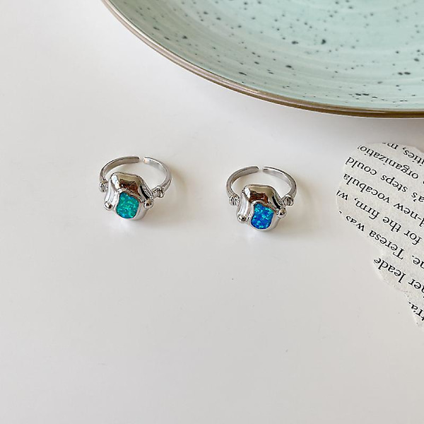 Ring i Silver S925 för Dagligt Outfit, Mode Smycke Ac7581 Blue