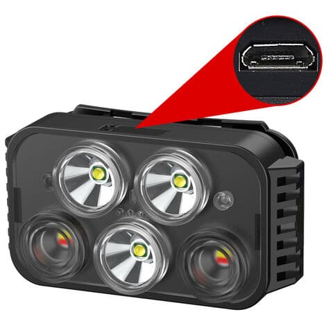USB utendørs LED-sensor frontlykter, nattfiske, sykling og løping lys, sterkt lys, fem frontlykter