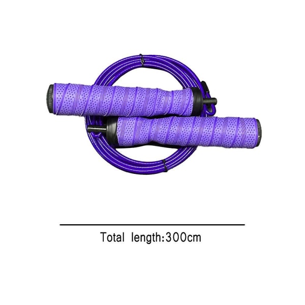 Hastighetshopprep för fitness Trasselfria justerbara halkskyddshandtag med svettiga pannband Purple
