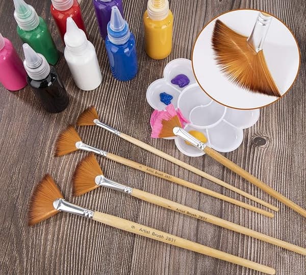 Penselsett 5 Deler Viftepensel Kunstnerpensler Nylon