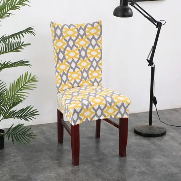 Stolsöverdrag, 2-pack Stretch Avtagbar Tvättad Modern Stolsöverdrag (gul-grå)