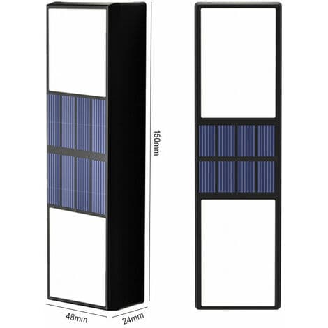 Udendørs solcellelygter, 6LED sort væglampe