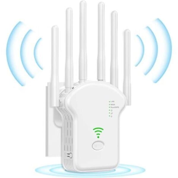 WiFi signalforstærker med 6 antenner, WiFi-forstærker, dækning op til 1500 kvadratfod