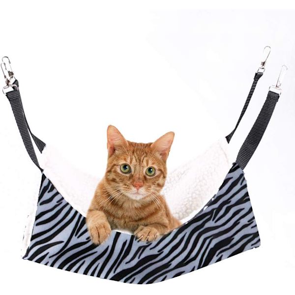 Hängmatta för katt, hängande säng för katter, illrar, råttor, kaniner, små hundar eller andra husdjur L 53*35 (Zebramönster)
