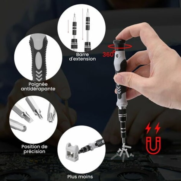 Precisionsskruvmejsel Magnetisk Reparationsverktyg 136 i 1 Professionellt Reparationskit för Elektronisk Utrustning