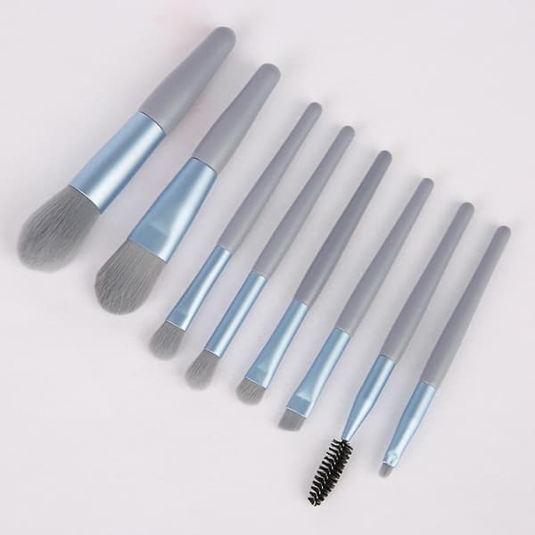 Makeupbørste Sæt Rejse Makeupbørste Sæt Mini Bærbar Makeupbørste Sæt Til Blanding Foundation Blush Concealer Blue
