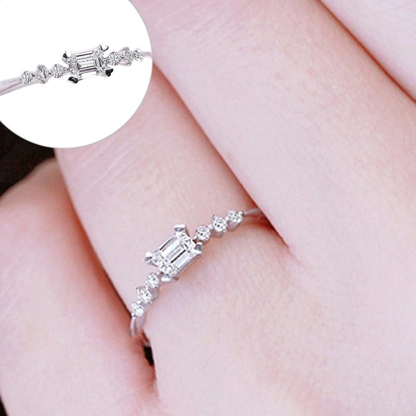 Bröllop Brudförlovning rektangulär strass Slim Finger Ring Smycken Present US 9
