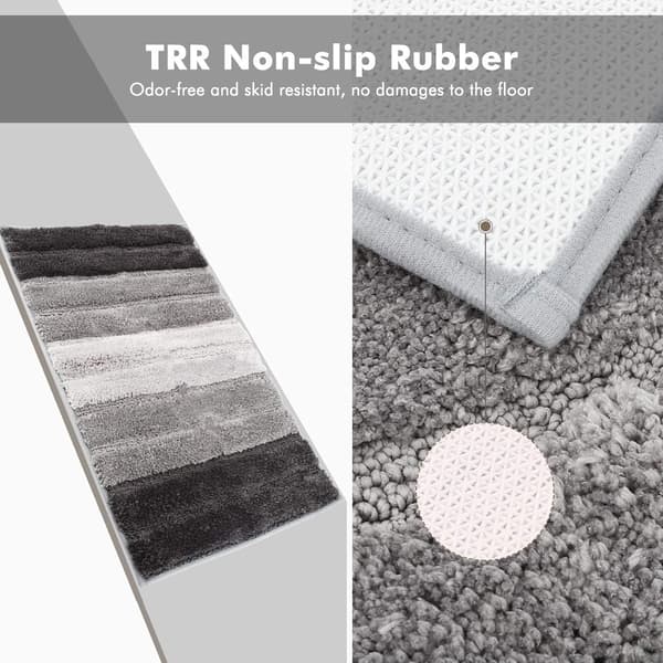 Mikrofiber bademåtte, blød skridsikker bademåtte, elegante stribede shaggy bademåtter til badeværelset 50x80cm - (Gradient Grå A),