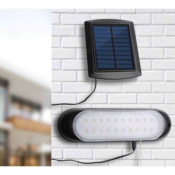 Hageveggmontert solcellelampe med splitttype og trekkledning