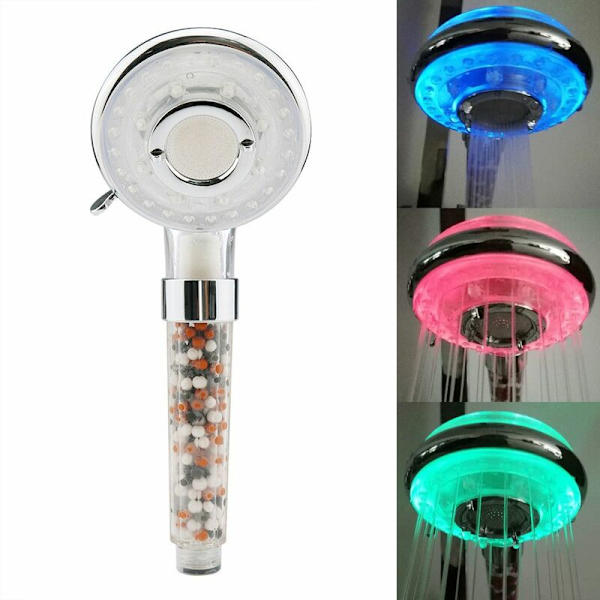 Handdusch med vattenfilter för badrum med LED-duschhuvud