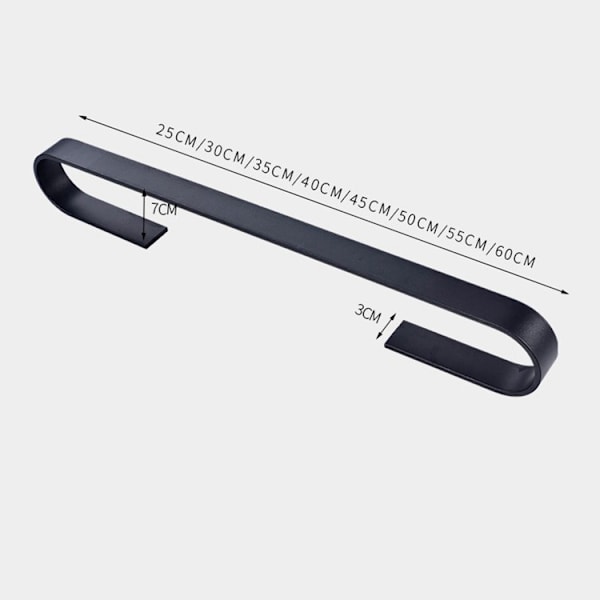 Solid Håndklædeholder Tyk Sort Rustfri Aluminium Håndklædeholder Væghængt Håndklædeholder —40cmSort