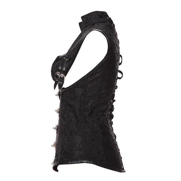 Sexy Korset med Spiral Stålben, Punk Retro Underbust Steampunk Bustier til Kvinder Gothic Tøj Plus Size Korsett Black-B M