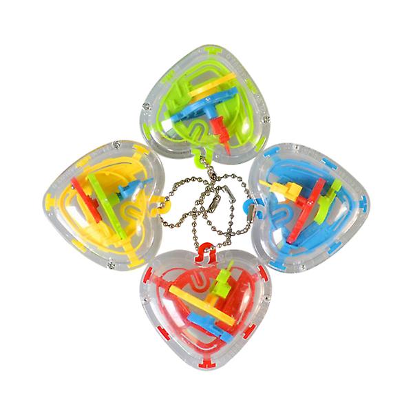 4st 3d Maze Ball Hjärtform 50 utmanande barriärer Pusselspel Toy Intelligence Beads Maze Toys (slumpmässig färg)
