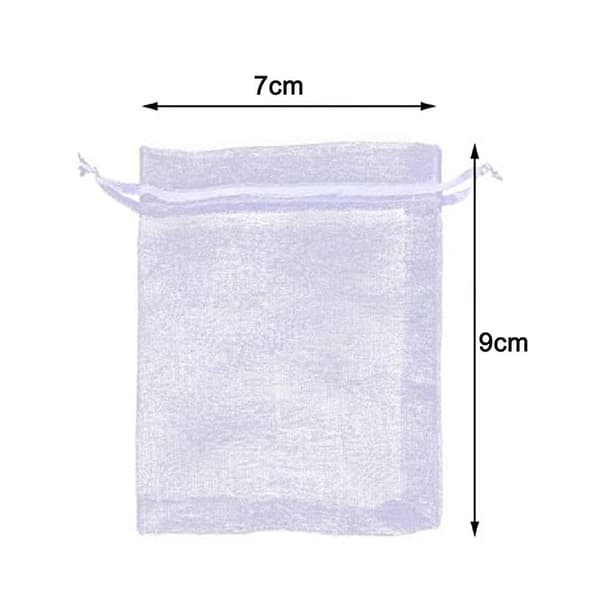 Vita 7x9cm 100 st Sheer Drawstring Smyckespåsar Bröllop Fest Jul Favorit Presentpåsar Drawstring Presentpåse