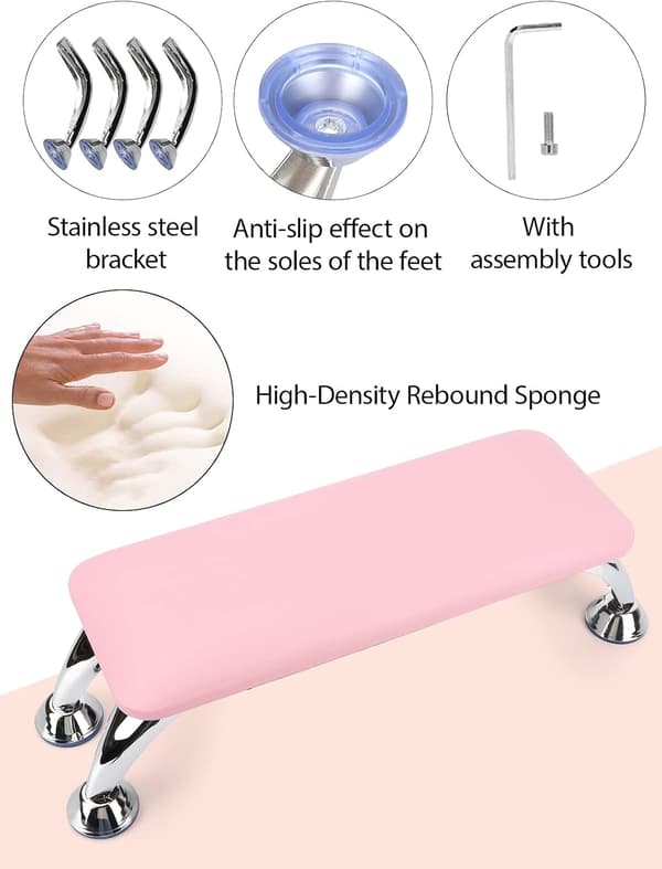 Håndpude (Pink) til Negle Armlæn, Fiberlæder Manicure