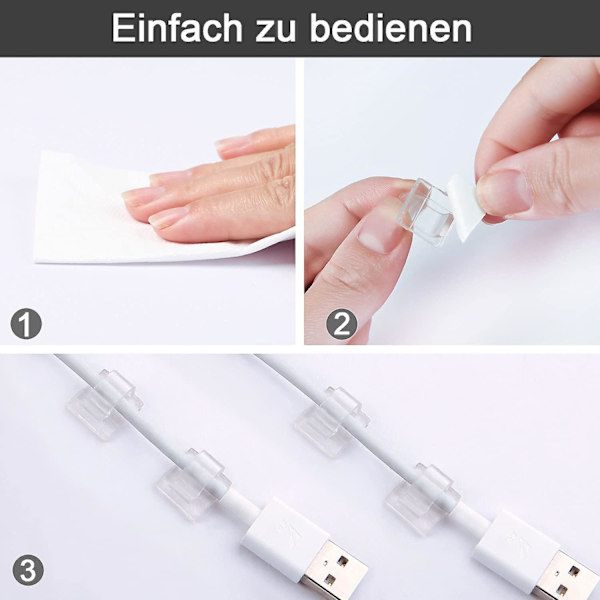 120 stk Kabelklips, Selvklebende Kabelbinder, Selvklebende Kabelklips Oppbevaring, Elektrisk Kabelhopper, For Kabelstyring, Transparent