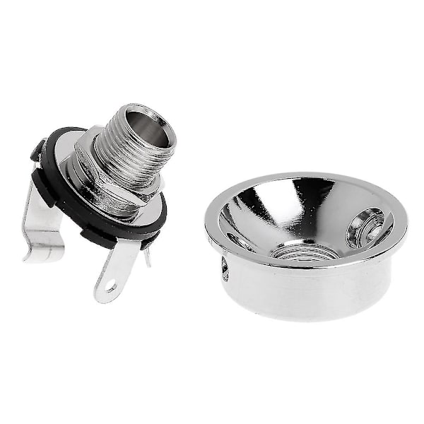 Til 6,35 mm stik Elektrosocket Tl Sølv Elektrisk Guitar Krom Socket Jack Plate