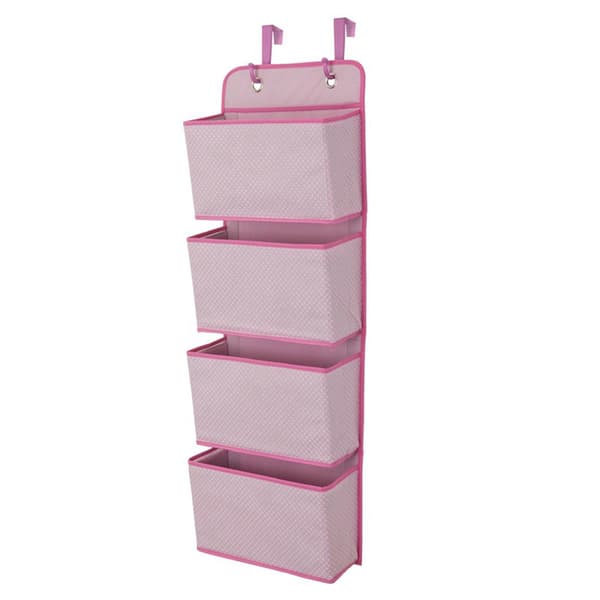 4 Taskua Collapsible Ripustushylly 2 Koukulla Vaaleanpunainen